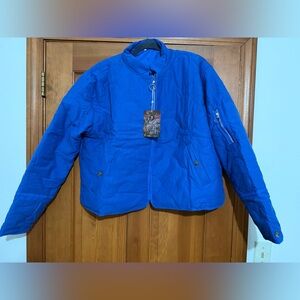 NWT Quilted Blue Puffer Jacket w/ Zip Pockets & Elastic Hem women’s XL